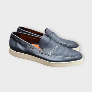 Designer Santoni “Dowdy” Men's Blue Leather Loafers